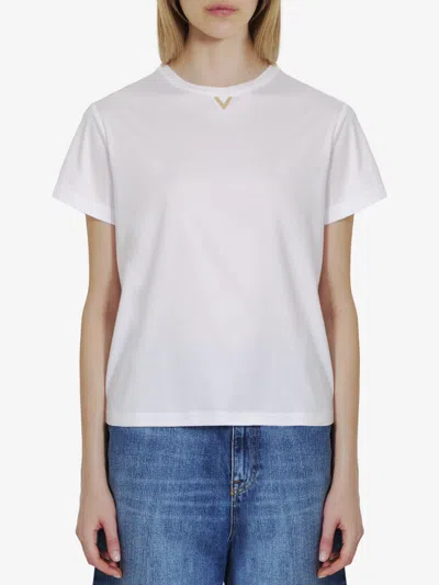 Valentino Tshirt With V Detail In White