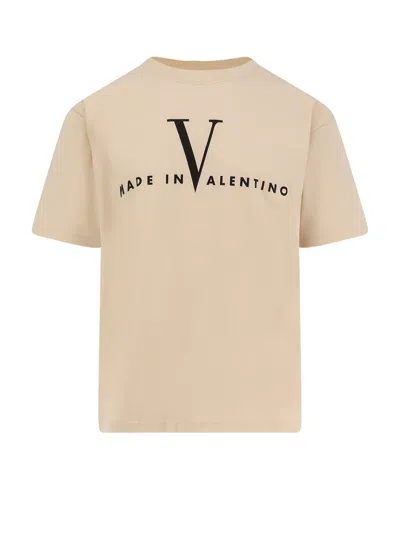 Valentino Garavani Cotton T-shirt With Made In Print Clothing In Nude
