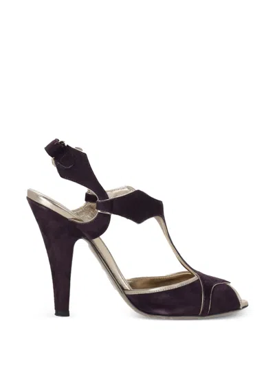 Pre-owned Valentino Garavani T-strap Sandals In Purple