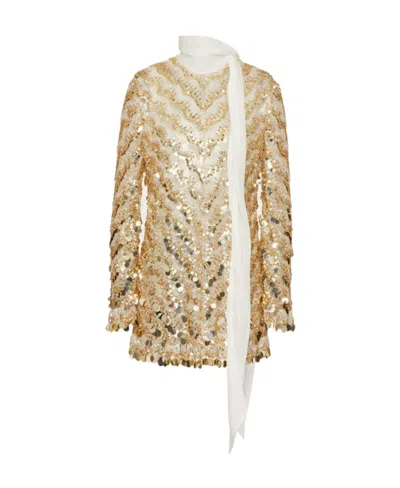 Valentino Tulle Illusione Embroidered Minidress In White