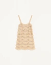 Valentino Tulle Illusione Embroidered Short Dress Woman Beige 44 In Neutral