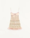 Valentino Tulle Illusione Embroidered Short Dress Woman Pink 36 In Pink