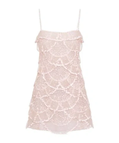 Valentino Tulle Illusione Embroidered Skirt In Pink