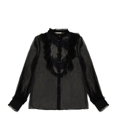 Valentino Tulle Ruffle Shirt In White