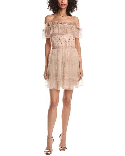 Valentino Tulle Silk-blend Mini Dress In Brown