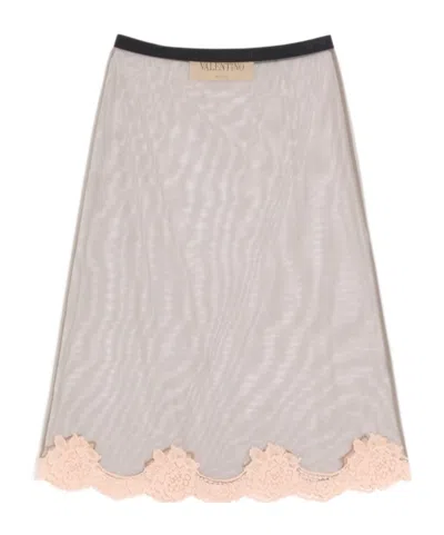 Valentino Jersey Sheer Midi Skirt In Multi