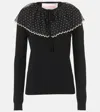 Valentino Tulle-trimmed Wool Sweater In Black