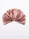 Valentino Wrap-around Silk Turban With Voluminous Effect In Beige And Gold In Pink