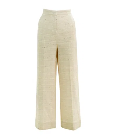 Valentino Turn-up Hem Wide-leg Trousers In Nude