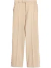 Valentino Wool Gabardine Trousers With Turn-ups In Neutrals