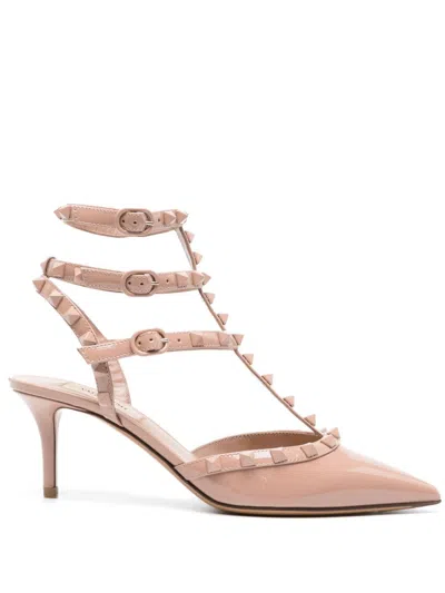 Valentino Garavani Turquoise Light Pink Leather Slingback Pumps For Women In White
