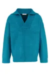 Valentino Garavani Turquoise Silk Blend Sweater In Blue