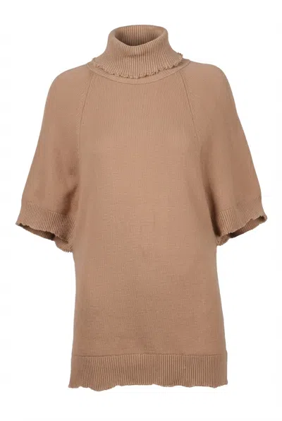 Valentino Turtleneck Knit Sweater In Brown