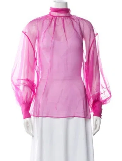 Pre-owned Valentino Turtleneck Long Sleeve Blouse In Pink