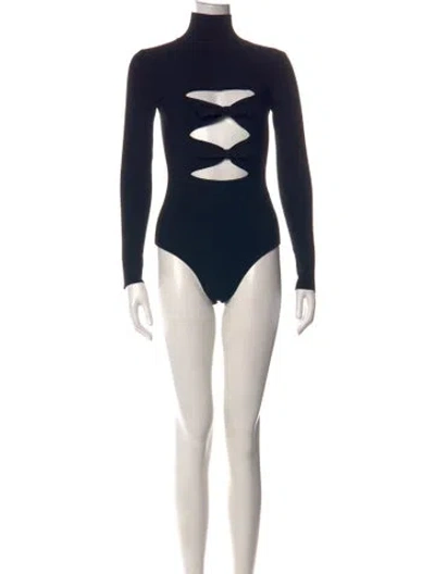 Pre-owned Valentino Turtleneck Long Sleeve Bodysuit W/ Tags In Black