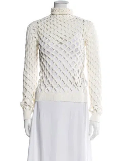 Pre-owned Valentino Turtleneck Long Sleeve Top In Neutral