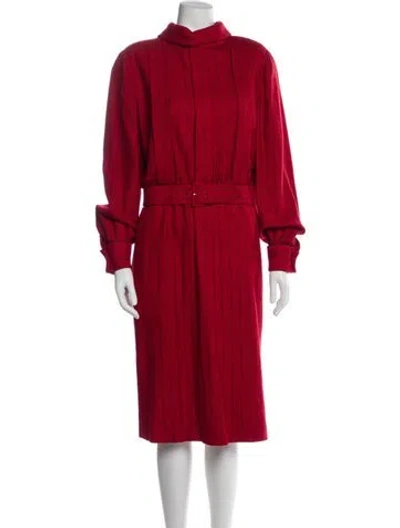 Pre-owned Valentino Turtleneck Midi Length Dress In Red