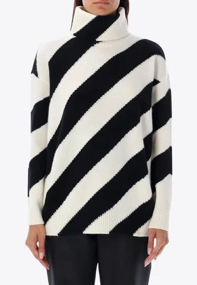 Valentino Turtleneck Striped Wool Sweater In Multi