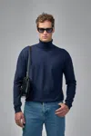 Valentino Virgin Wool Turtleneck Sweater In Blue