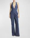 Valentino Chambray Denim Jumpsuit Woman Denim 46 In Denim