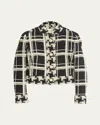 Valentino Womens Tweed Check-print Knitted Jacket Nero Avorio In Ivory Black