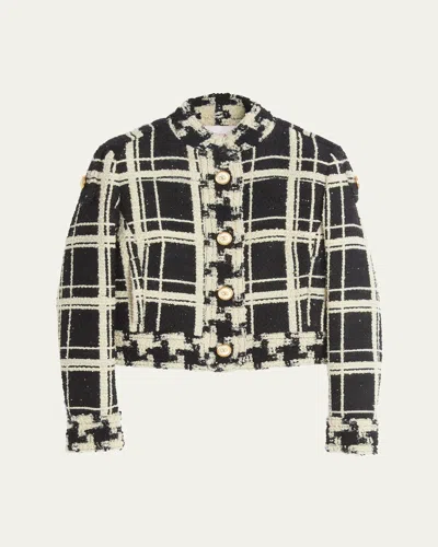 VALENTINO TWEED CHECK CROPPED JACKET