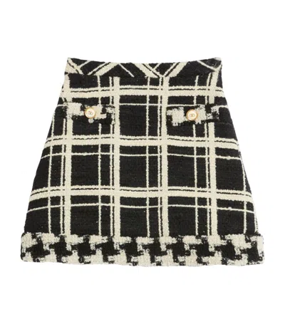 Valentino Macro Check Tweed Mini Skirt In Black