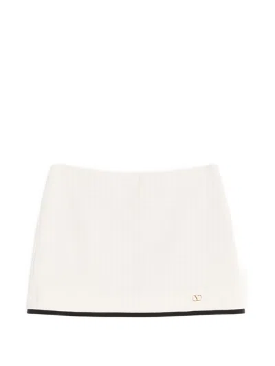 Valentino Garavani Mini Skirt In Cotton Tweed Canestrello In White