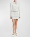 Valentino Cropped Embellished Cotton-blend Tweed Jacket In Ivory Multi