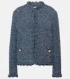 Valentino Sky Blue Tweed Crewneck Jacket In Blau
