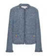 Valentino Sky Blue Tweed Crewneck Jacket In Multi