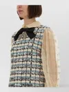 Valentino Tweed Dress With Bow-embellished Sleeves