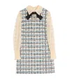 Valentino Embroidered Tweed Dress In Blue
