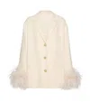 Valentino Mossi Feather-trimmed Tweed Jacket In Ivory