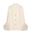 Valentino Mossi Feather-trimmed Tweed Jacket In Ivory