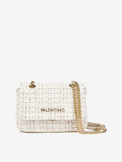 Valentino Garavani Tweed Flap Bag In White