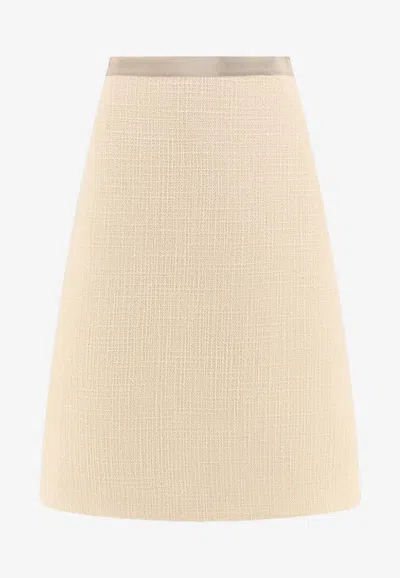 VALENTINO TWEED HIGH-RISE MIDI SKIRT