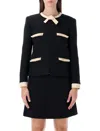 Valentino Garavani Short Wool Tweed Jacket With Bows In Black