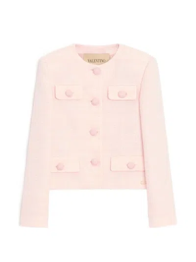 Valentino Crinkle Cotton Tweed Jacket In Multi