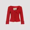 Valentino Short Jacket In Plain Wool Tweed In Red