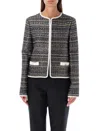 Valentino Tweed Party Long-sleeve Jacket In Navy/gold