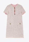 Valentino Womens Multicolor. Embellished Short-sleeves Woven Mini Dress In Pink