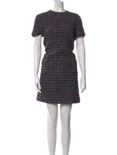 Pre-owned Valentino Tweed Mini Dress In Blue