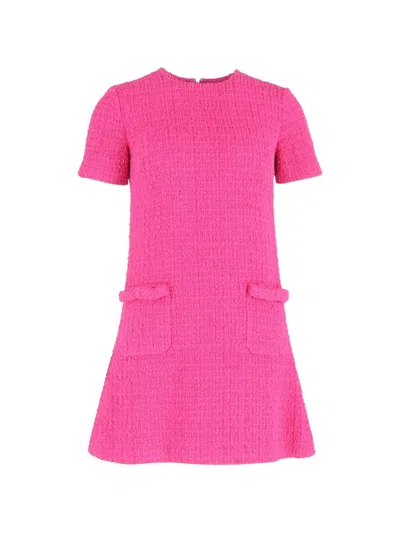 Pre-owned Valentino Tweed Mini Dress In Pink