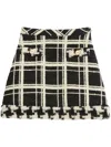 Valentino Womens Nero Avorio Tweed Check-print Wool-blend Mini Skirt In Black