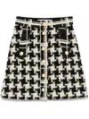 Valentino Houndstooth High-waisted Skirt Button Detailing In White