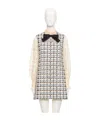 Valentino Tweed Dress With Bow-embellished Sleeves