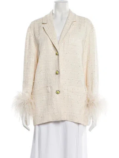 Pre-owned Valentino Tweed Pattern Blazer In Neutrals