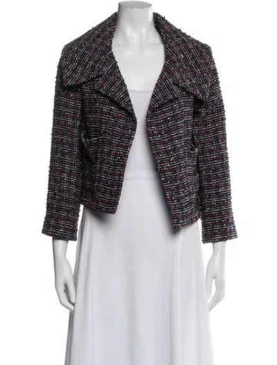 Pre-owned Valentino Tweed Pattern Evening Jacket In White