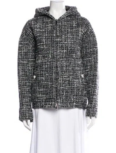 Pre-owned Valentino Tweed Pattern Jacket In Black